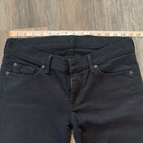 7 For All Mankind Swarovski Crystal Black Straight Leg Pants Jeans sz 28 NWOT - Picture 7 of 10